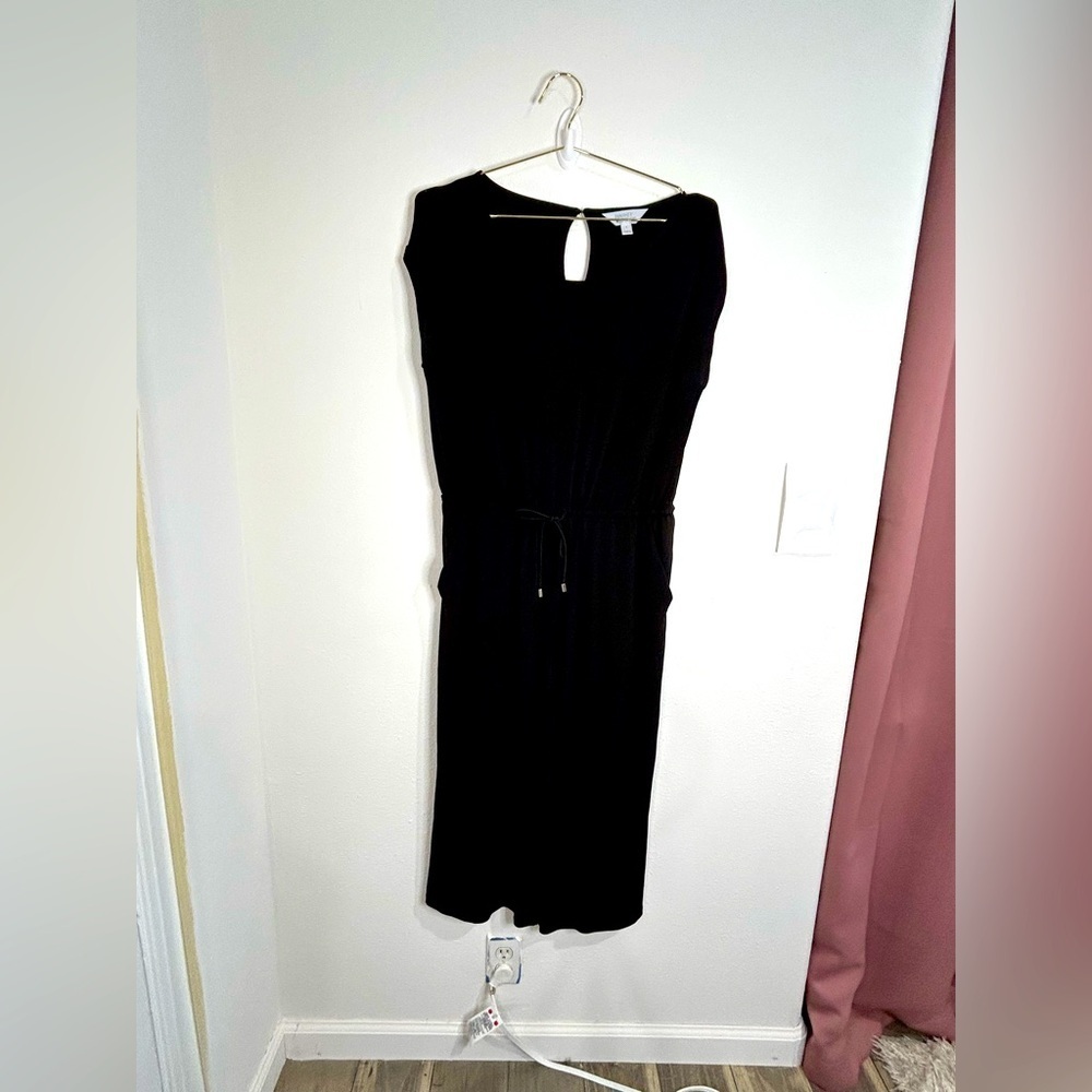 Market & Spruce Black Jumpsuit Size Large Sleeveless Tie Waist Cropped Wide Leg